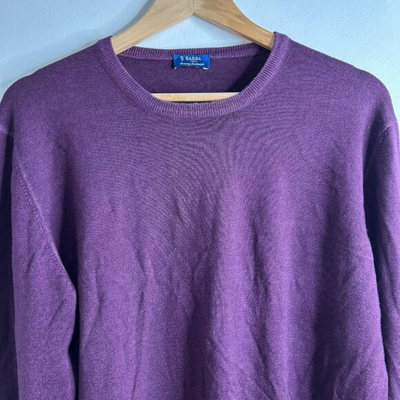 Barba Napoli Sweater Mens Large Purple Merino Wool Crewneck Made in Italy Luxury - Picture 2 of 9